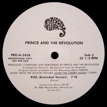 Prince And The Revolution : Kiss (Extended Version) (12", Single, Promo)