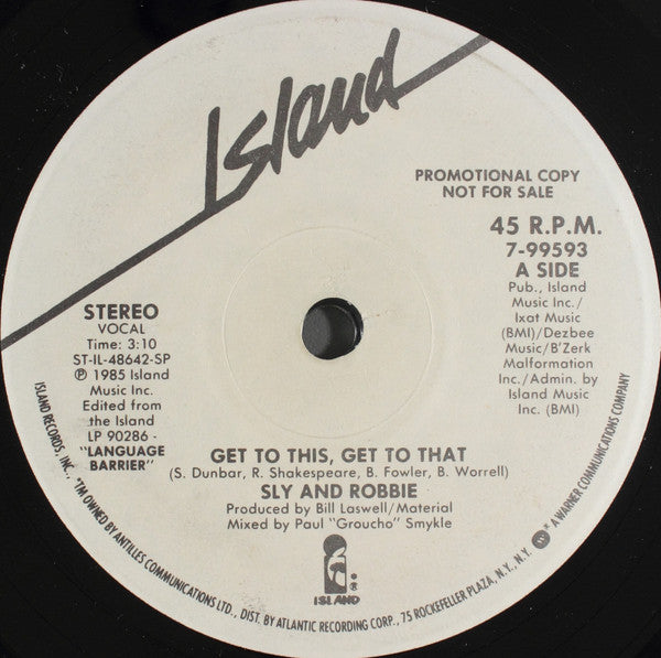 Sly & Robbie : Get To This, Get To That (7", Promo)