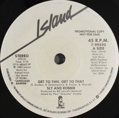 Sly & Robbie : Get To This, Get To That (7", Promo)