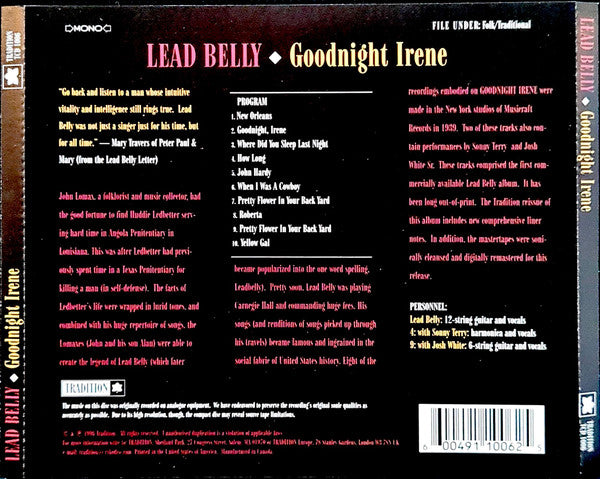 Leadbelly : Goodnight Irene (CD, Comp, RE)