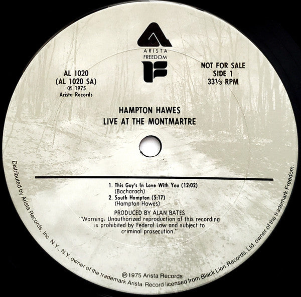 Hampton Hawes : Live At The Montmartre (LP, Album, Promo)