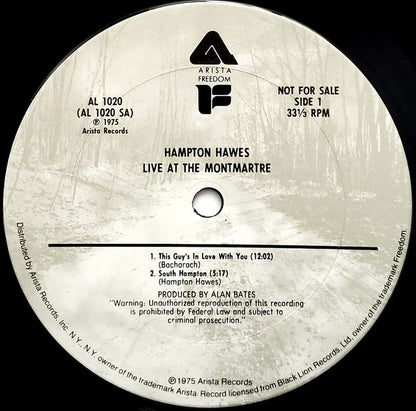 Hampton Hawes : Live At The Montmartre (LP, Album, Promo)