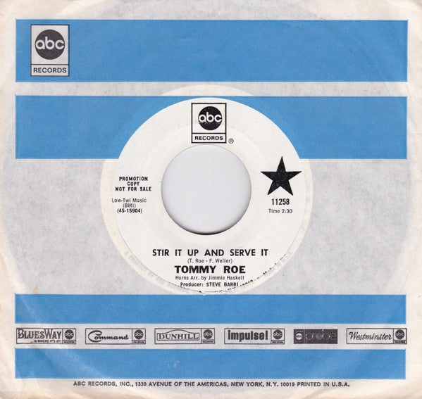 Tommy Roe : Stir It Up And Serve It (7", Single, Promo, Styrene)