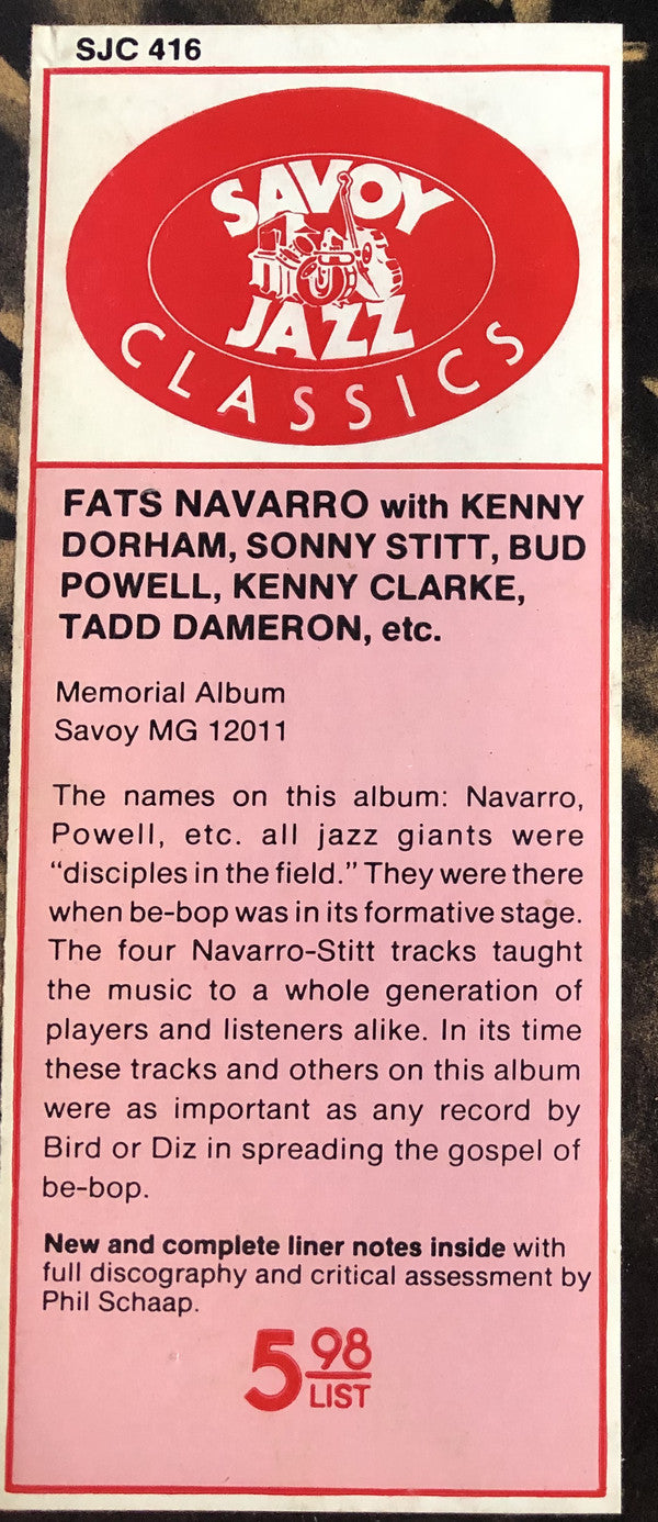 Fats Navarro : Fats Bud-Klook-Sonny-Kinney (Memorial Album Number One) (LP, Album, Mono, RE, RM)