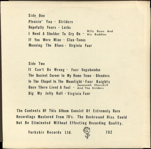 Various : Vocal Groups 1940’s And 1950’s Collectors Series: Volume Two (LP, Comp, Mono)
