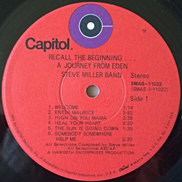 Steve Miller Band : Recall The Beginning...A Journey From Eden (LP, Album, Win)