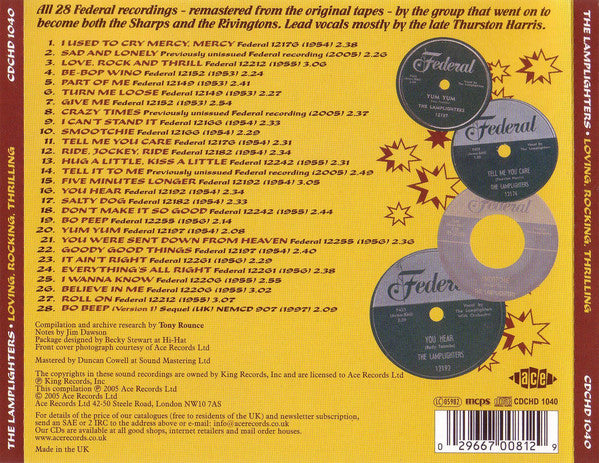 The Lamplighters : Loving, Rocking, Thrilling (The Complete Federal Recordings) (CD, Comp, Mono, RM)