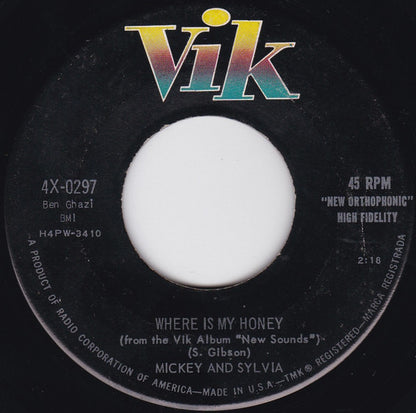 Mickey & Sylvia : There'll Be No Backin' Out / Where Is My Honey (7", Single, Ind)