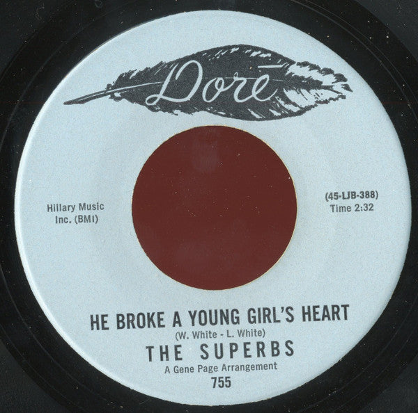 The Superbs (2) : He Broke A Young Girls Heart / It's A Million Miles To Paradise (7", RE)