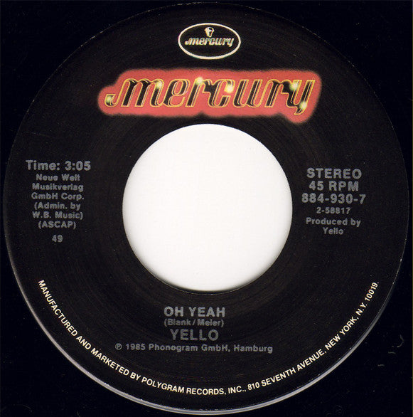 Yello : Oh Yeah (7", Single)