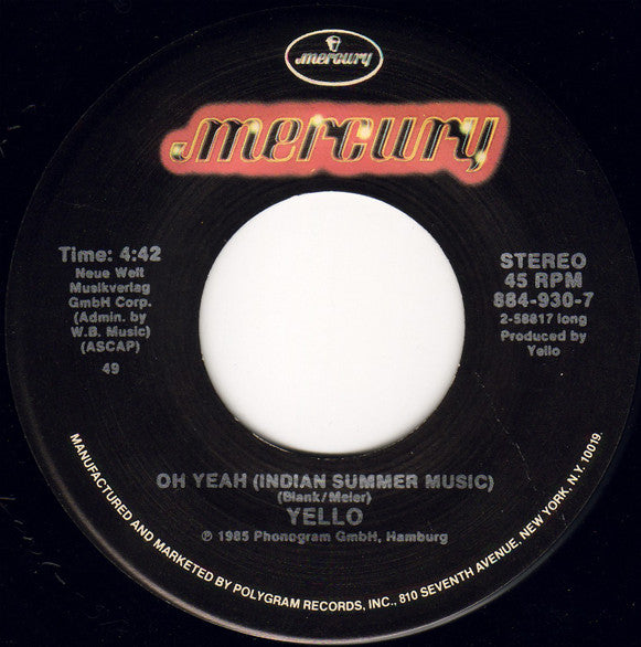 Yello : Oh Yeah (7", Single)
