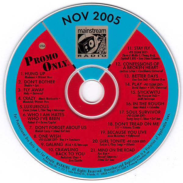 Various : Promo Only Mainstream Radio: November 05 (CD, Comp, Promo)
