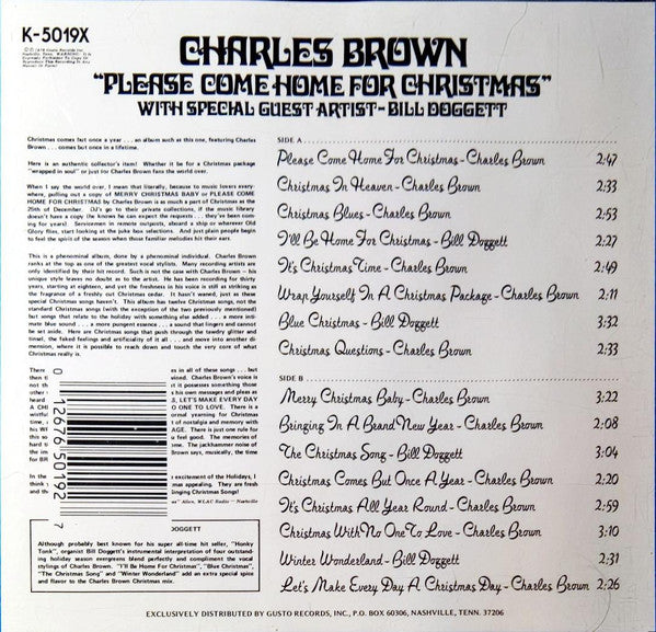 Charles Brown With Special Guest Artist Bill Doggett : Please Come Home For Christmas (CD, Album, RE)
