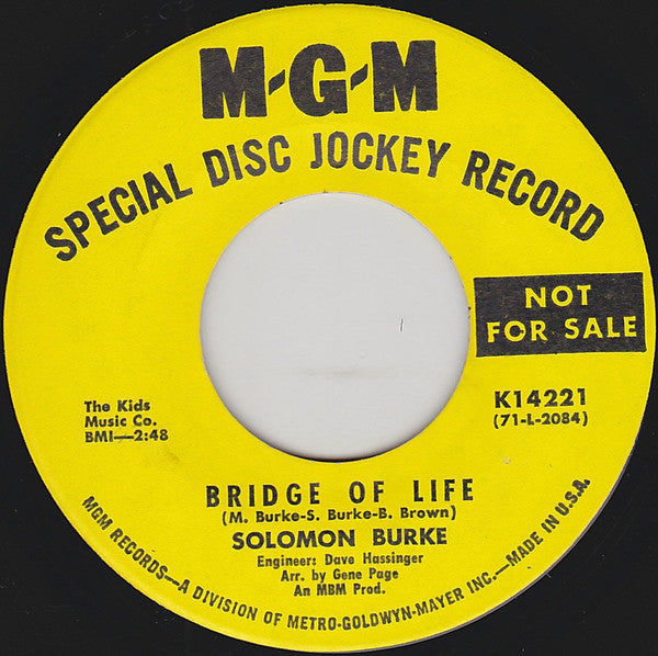 Solomon Burke : The Electronic Magnetism (That's Heavy, Baby) / Bridge Of Life (7", Single, Promo)