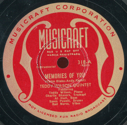 Teddy Wilson Quintet : Memories Of You / Bugle Call Rag (Shellac, 10")