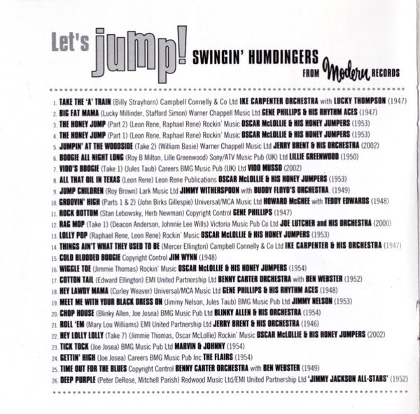Various : Let's Jump! Swingin' Humdingers From Modern Records (CD, Comp)