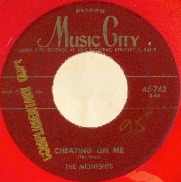 The Midnights (2) : She Left Me / Cheating On Me (7", Mono, Red)