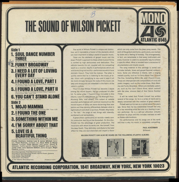 Wilson Pickett : The Sound Of Wilson Pickett (LP, Album, Mono, Promo)