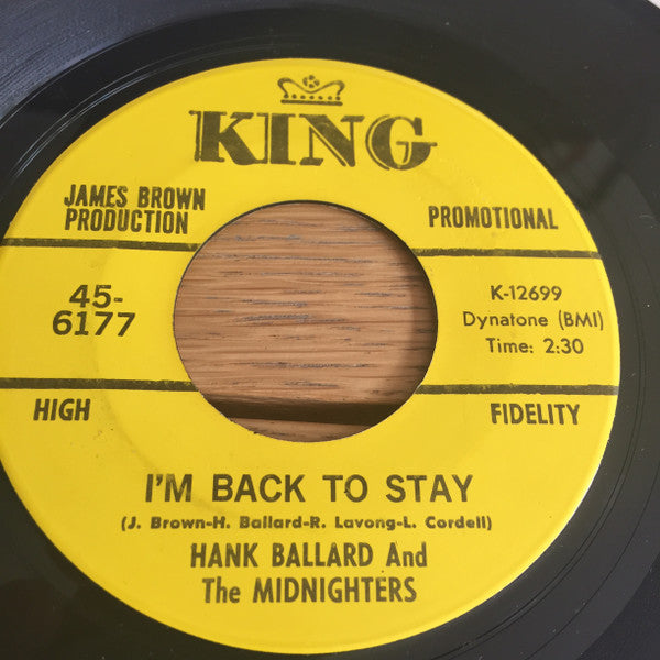 Hank Ballard & The Midnighters : I'm Back to Stay / Come On Wit' It (7", Promo)