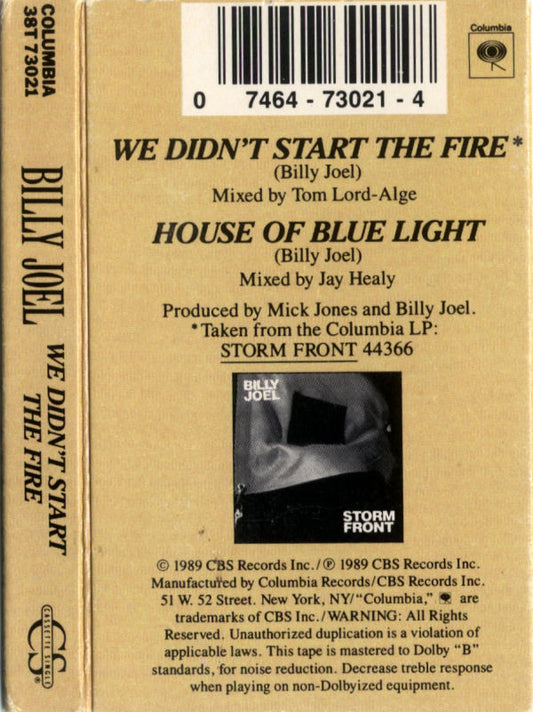 Billy Joel : We Didn't Start The Fire (Cass, Single)