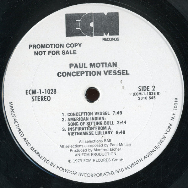 Paul Motian : Conception Vessel (LP, Album, Promo)