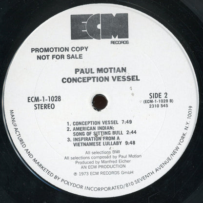 Paul Motian : Conception Vessel (LP, Album, Promo)