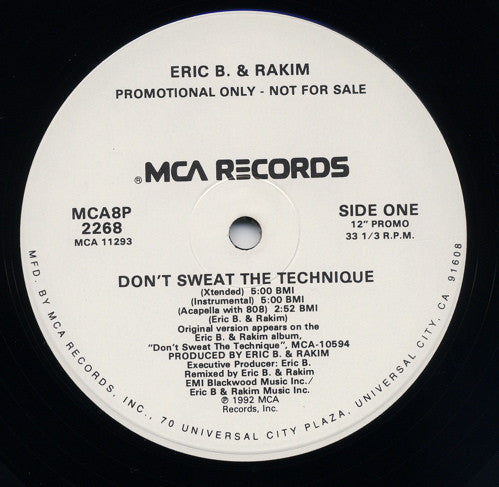 Eric B. & Rakim : Don't Sweat The Technique (12", Promo)