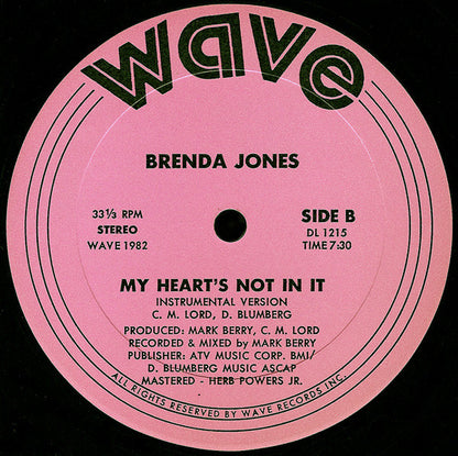 Brenda Jones : My Heart's Not In It (12")