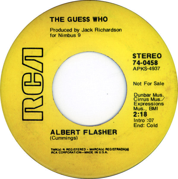 The Guess Who : Broken / Albert Flasher  (7", Single, Promo, Ind)