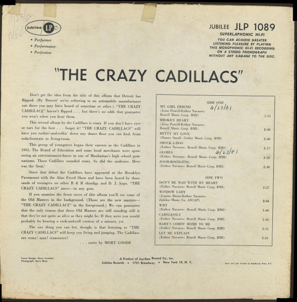 The Cadillacs : The Crazy Cadillacs (LP, Album, Mono)