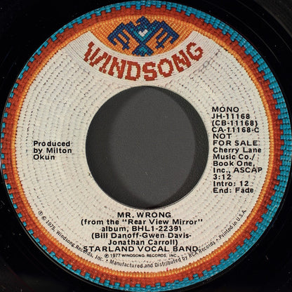 Starland Vocal Band : Mr. Wrong (7", Mono, Promo)
