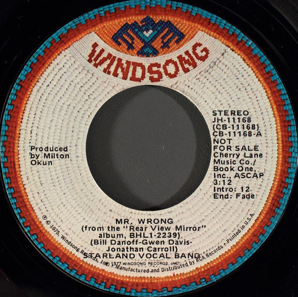 Starland Vocal Band : Mr. Wrong (7", Mono, Promo)