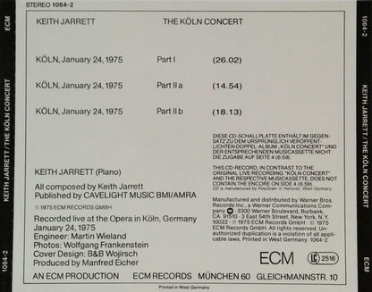 Keith Jarrett : The Köln Concert (CD, Album, RE)