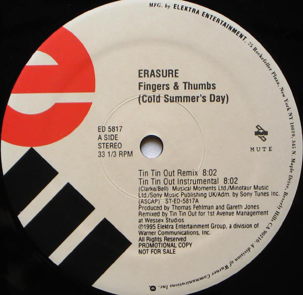 Erasure : Fingers & Thumbs (Cold Summer's Day) (12", Promo)