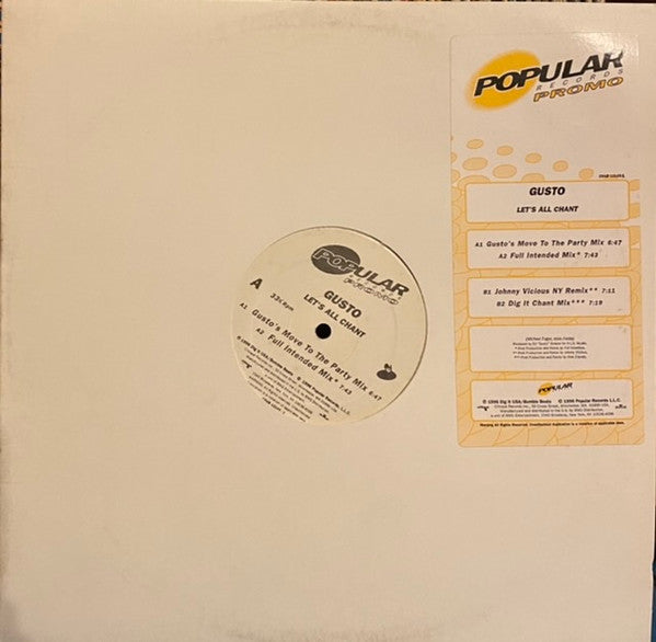 Gusto : Let's All Chant (12", Promo)