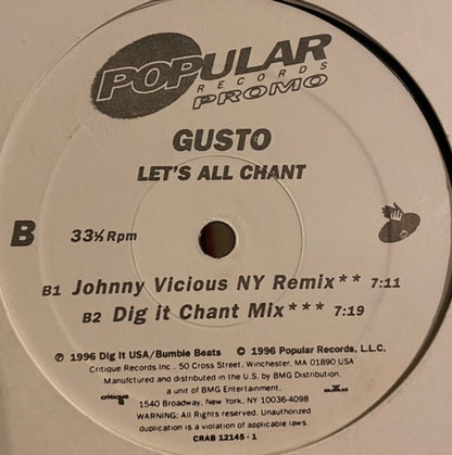 Gusto : Let's All Chant (12", Promo)