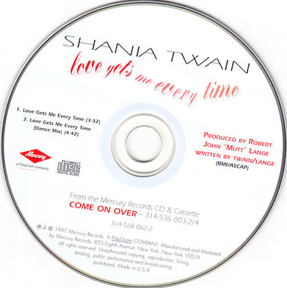 Shania Twain : Love Gets Me Every Time (CD, Single, Car)