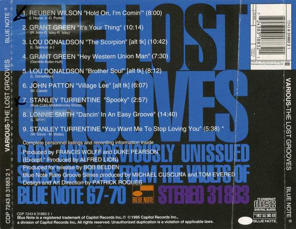 Various : The Lost Grooves (Rare And Previously Unissued Slices Of Funk From The Vaults Of Blue Note 67-70) (CD, Comp)
