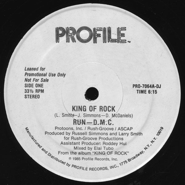 Run-DMC : King Of Rock (12", Promo)