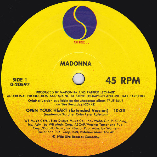 Madonna : Open Your Heart/White Heat (12", Maxi, All)