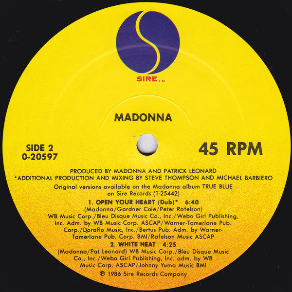 Madonna : Open Your Heart/White Heat (12", Maxi, All)