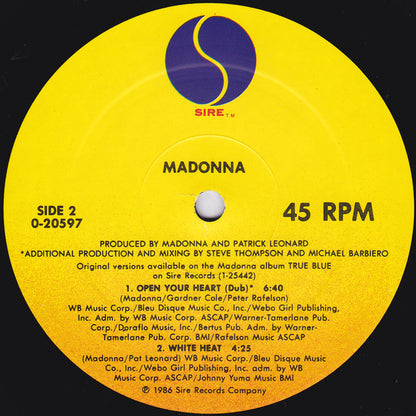 Madonna : Open Your Heart/White Heat (12", Maxi, All)