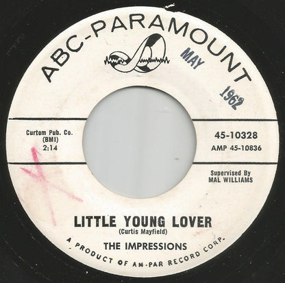 The Impressions : Little Young Lover / Never Let Me Go (7", Single, Promo)