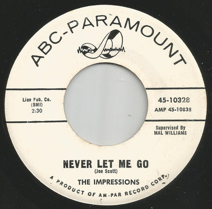The Impressions : Little Young Lover / Never Let Me Go (7", Single, Promo)