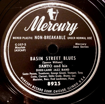 Santo Pecora And His Dixie Land Jazz Band : Basin Street Blues / Twelfth Street Rag (10")