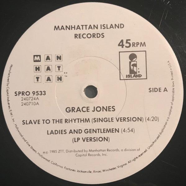 Grace Jones : Slave To The Rhythm (12", Promo)