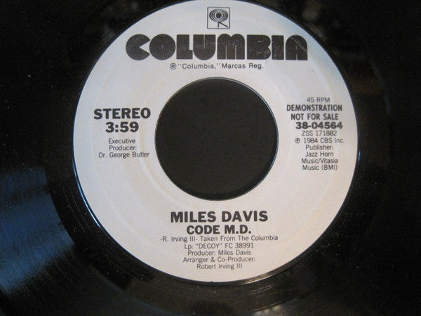 Miles Davis : Code M.D. (7", Promo, Styrene)