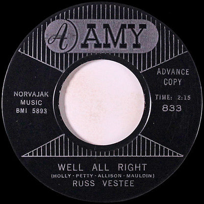 Russ Vestee : Well All Right (7", Single, Promo)