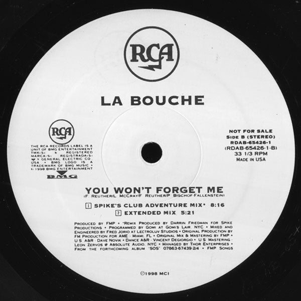 La Bouche : You Won't Forget Me (2x12", Promo)