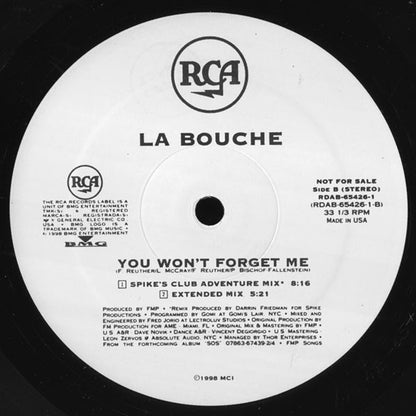 La Bouche : You Won't Forget Me (2x12", Promo)